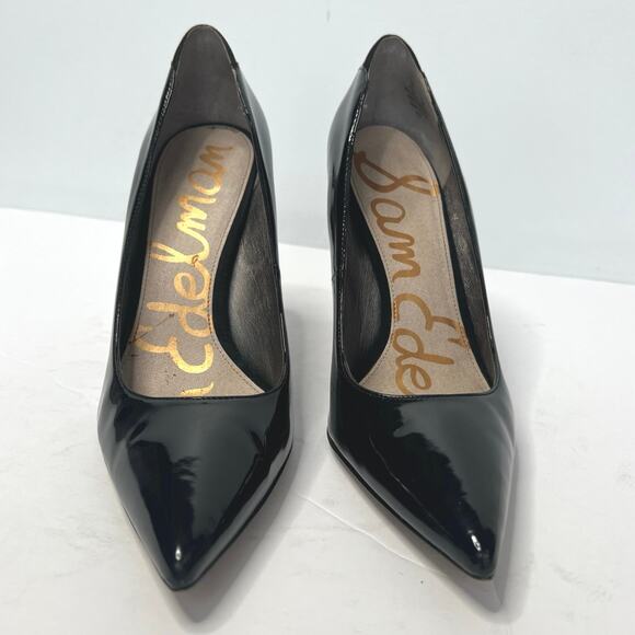 Sam Edleman 8.5 Dea Pointed Toe Black Patent Leather Pump Stiletto High Heels - Picture 8 of 9